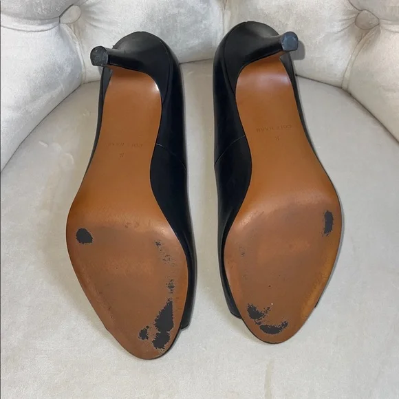 Cole Haan Black Peep-Toe Heels - Picture 9 of 10